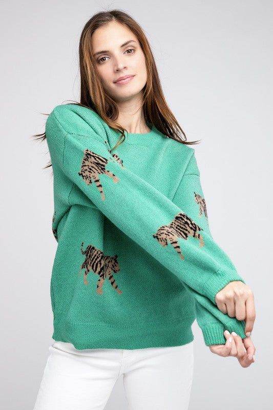 BiBi Tiger Pattern Sweater - us.meeeshop