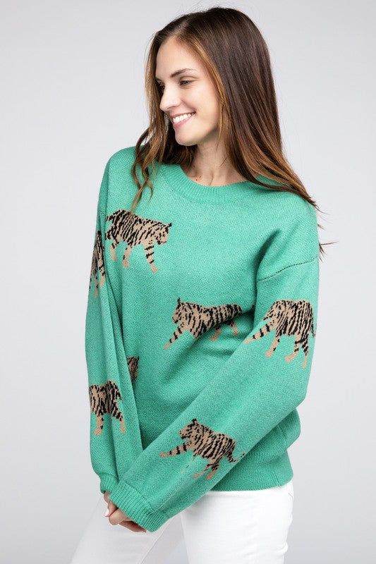 BiBi Tiger Pattern Sweater - us.meeeshop