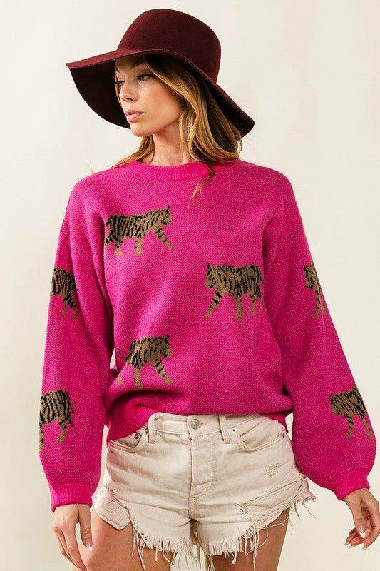 BiBi Tiger Pattern Sweater - us.meeeshop