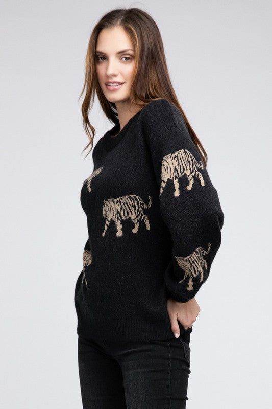 BiBi Tiger Pattern Sweater - us.meeeshop