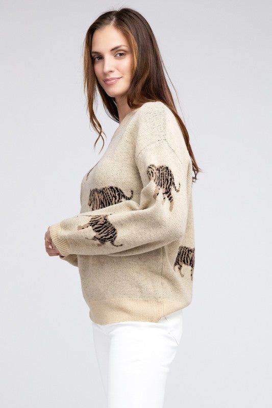 BiBi Tiger Pattern Sweater - us.meeeshop