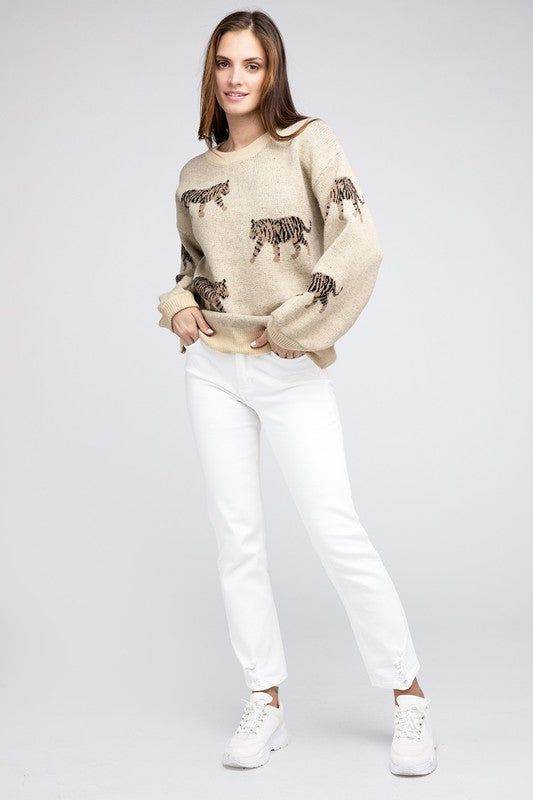 BiBi Tiger Pattern Sweater - us.meeeshop