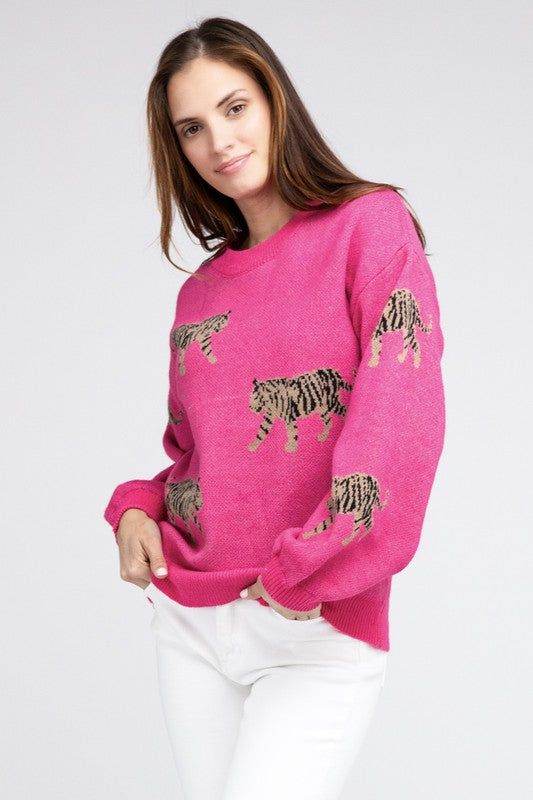 BiBi Tiger Pattern Sweater - us.meeeshop