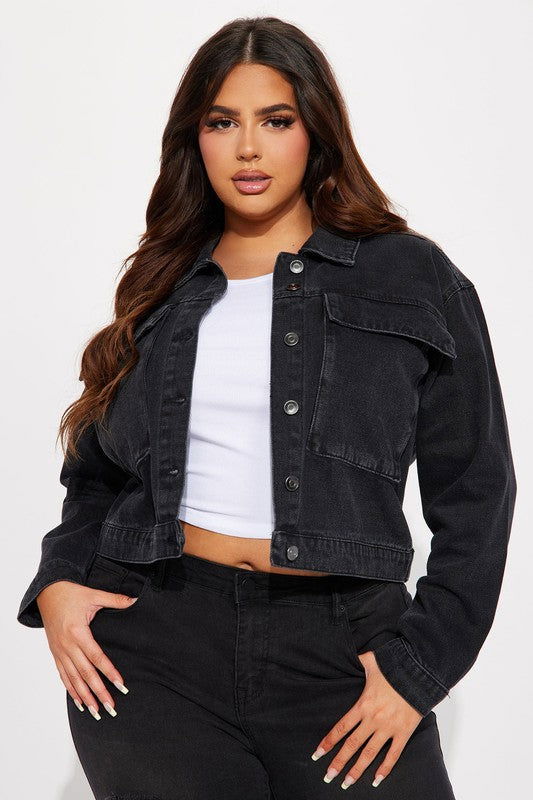 Black Women Fashion Denim Jacket us.meeeshop - 