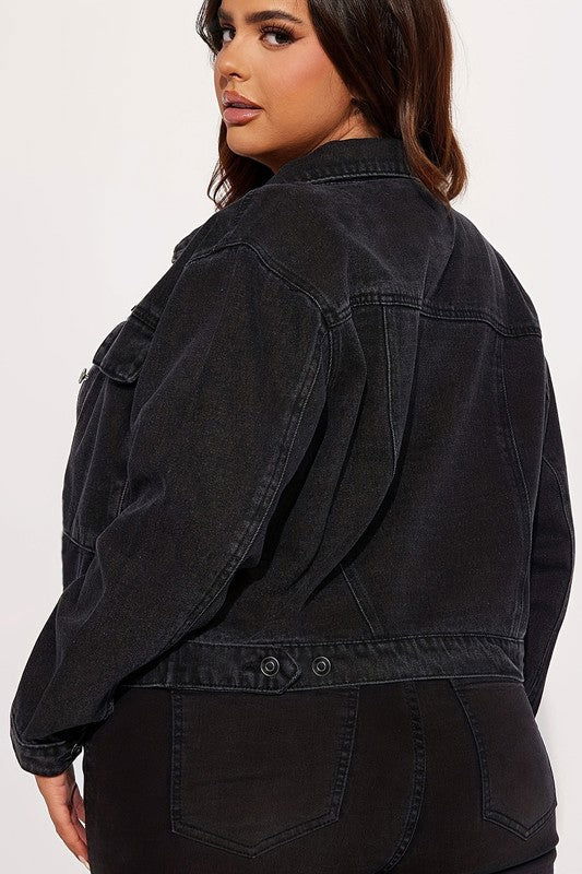 Black Women Fashion Denim Jacket us.meeeshop - 