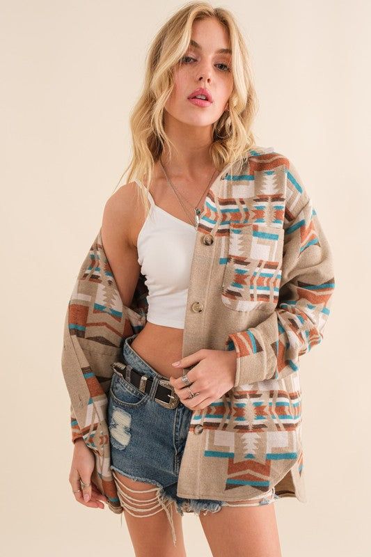 Blue B Exclusive Aztec Shirt Jacket us.meeeshop - Shirts & Tops