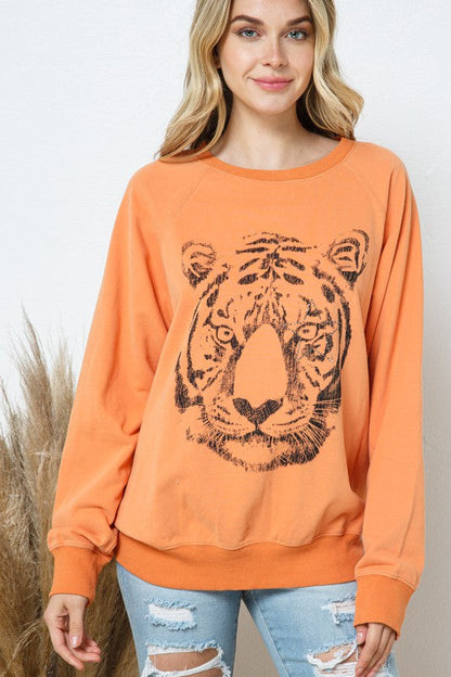 Blue B | French Terry Tiger Studded Star Graphic Sweatshirt | us.meeeshop