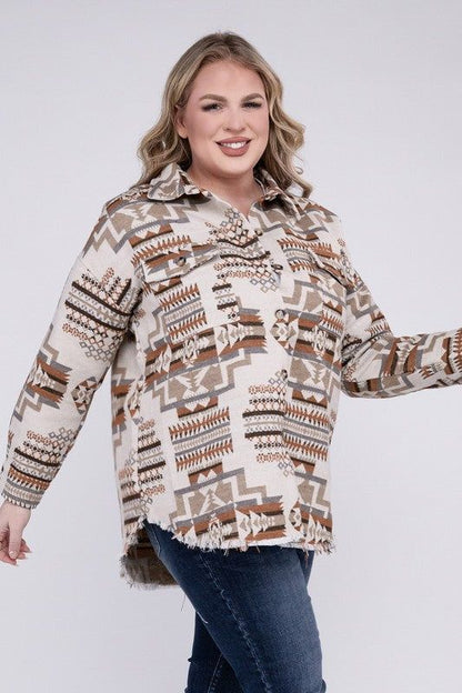 Blue B Plus Size Aztec Western Shacket us.meeeshop - 