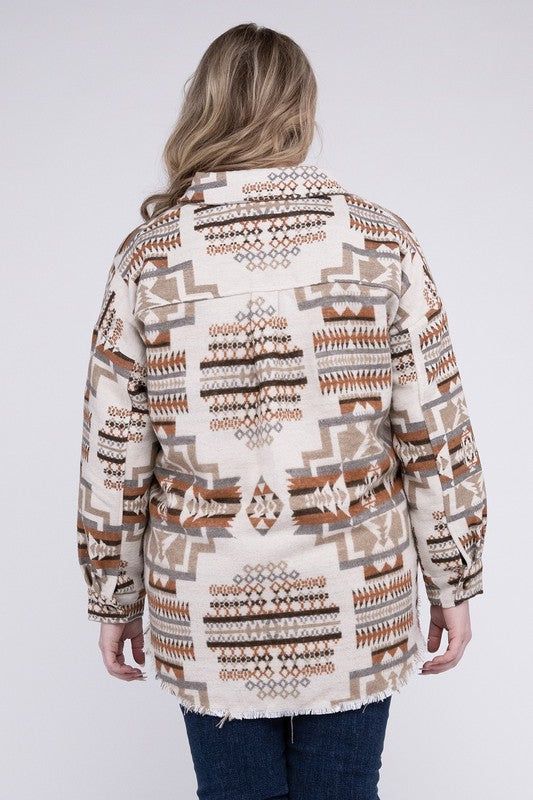 Blue B Plus Size Aztec Western Shacket us.meeeshop - 