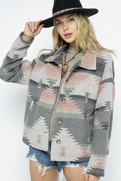 Blue B Soft Comfy Light Weight Aztec Pattern Jacket us.meeeshop - 