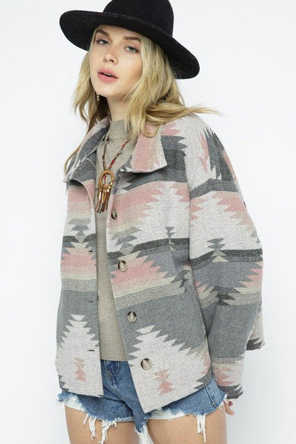 Blue B Soft Comfy Light Weight Aztec Pattern Jacket us.meeeshop - 