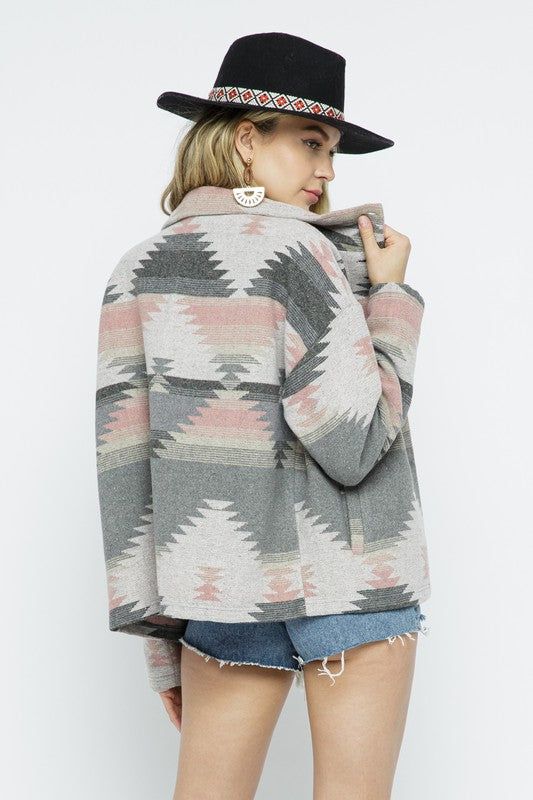 Blue B Soft Comfy Light Weight Aztec Pattern Jacket us.meeeshop - 