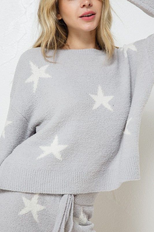 Blue B Soft Long Sleeve Star Print Top and Short Set us.meeeshop - 