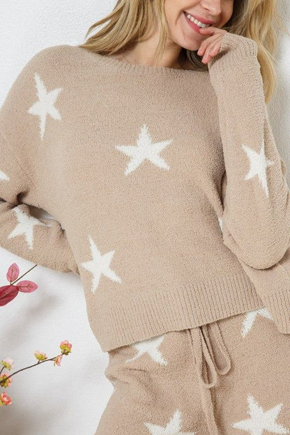 Blue B Soft Long Sleeve Star Print Top and Short Set us.meeeshop - 