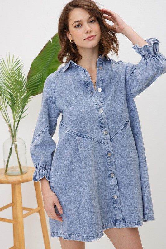 Blue B Washed Denim Dress - us.meeeshop