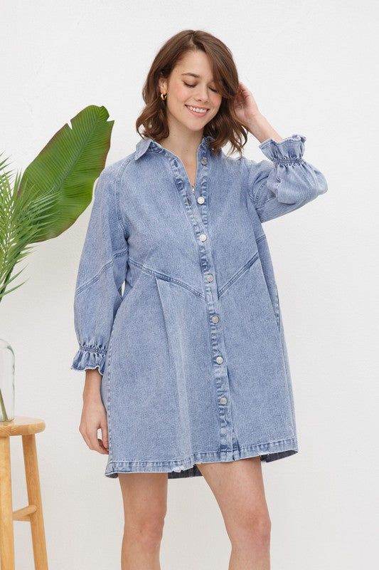 Blue B Washed Denim Dress - us.meeeshop