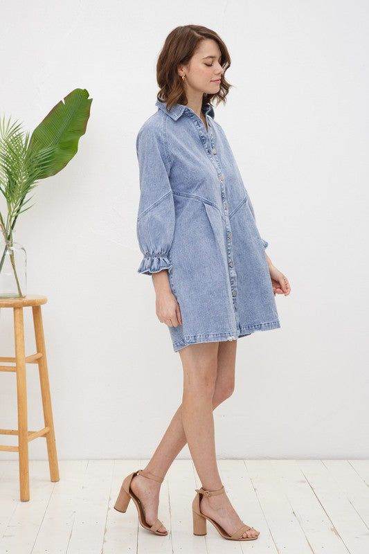 Blue B Washed Denim Dress - us.meeeshop