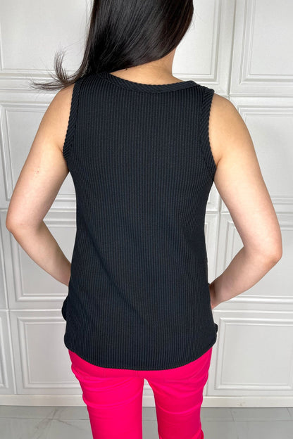 Blumin Apparel Chance of Sun Full Size Ribbed V-Neck Tank in Black | us.meeeshop