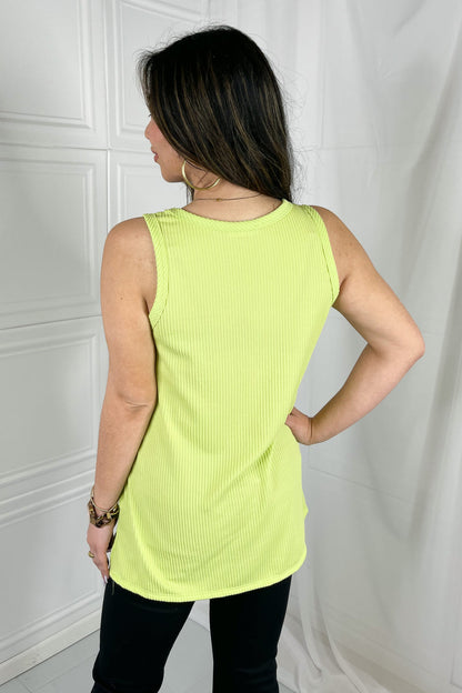 Blumin Apparel Chance of Sun Full Size Ribbed V-Neck Tank in Green | us.meeeshop