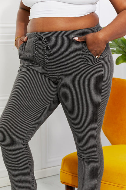 Blumin Apparel Full Size Easy Living Ribbed Joggers | us.meeeshop