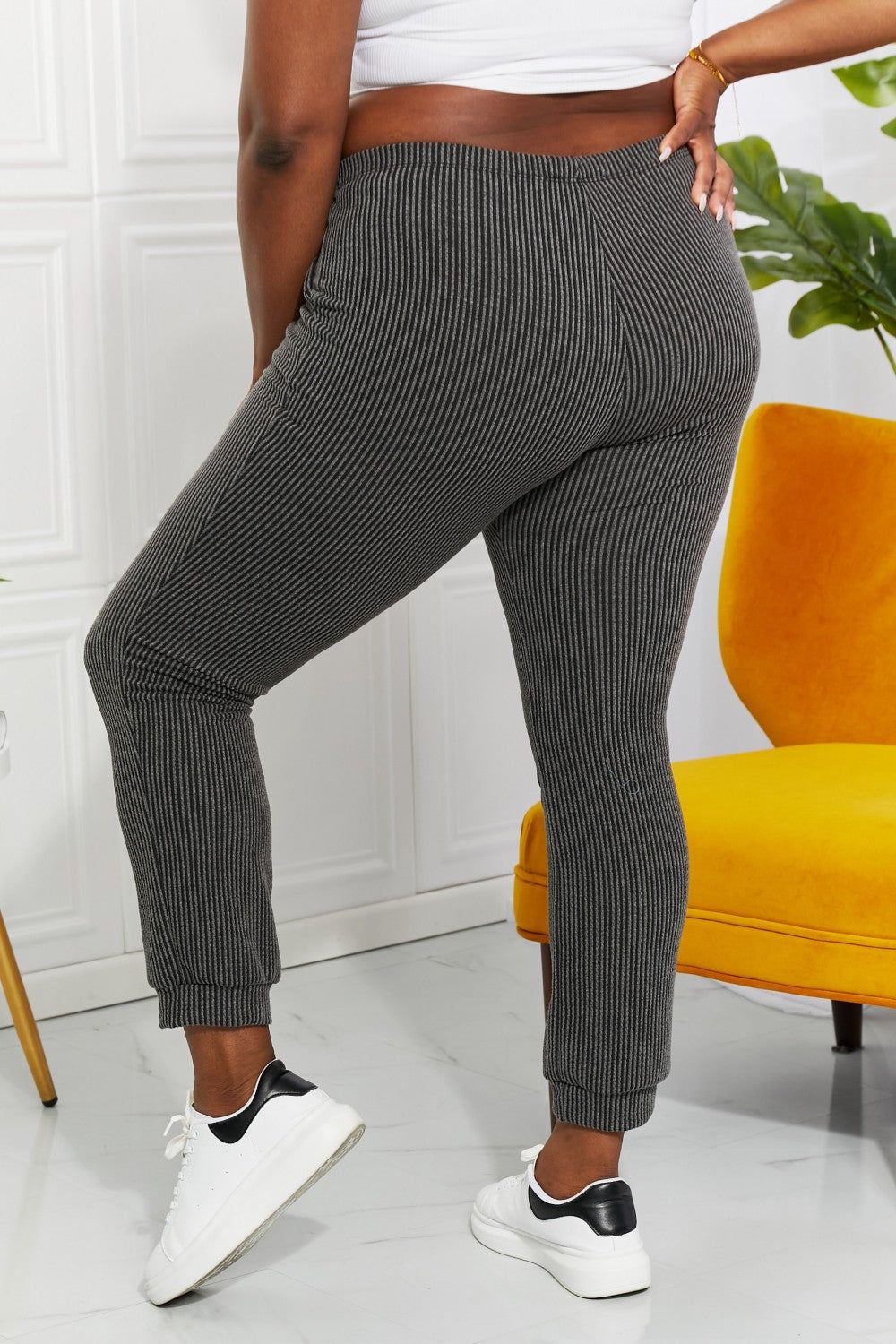 Blumin Apparel Full Size Easy Living Ribbed Joggers - us.meeeshop