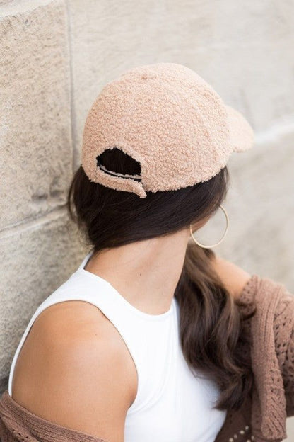 Boucle Sherpa Teddy Bear Knit Ball Cap us.meeeshop - 