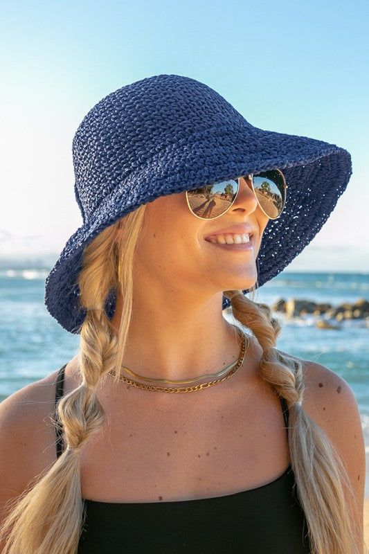 Bow Accent Woven Straw Bucket Sun Hat us.meeeshop - 