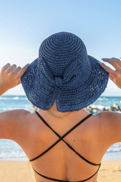 Bow Accent Woven Straw Bucket Sun Hat us.meeeshop - 