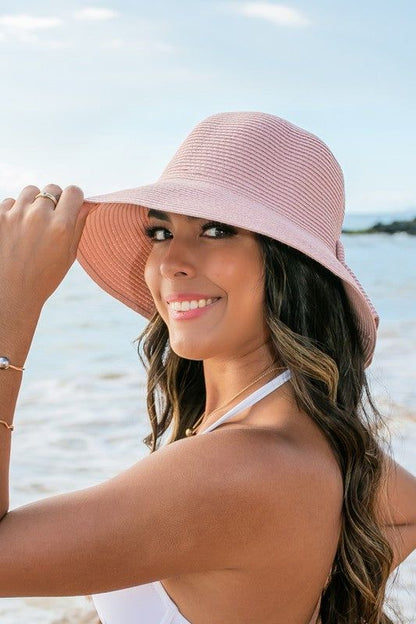 Bow Back Straw Bucket Hat us.meeeshop - 