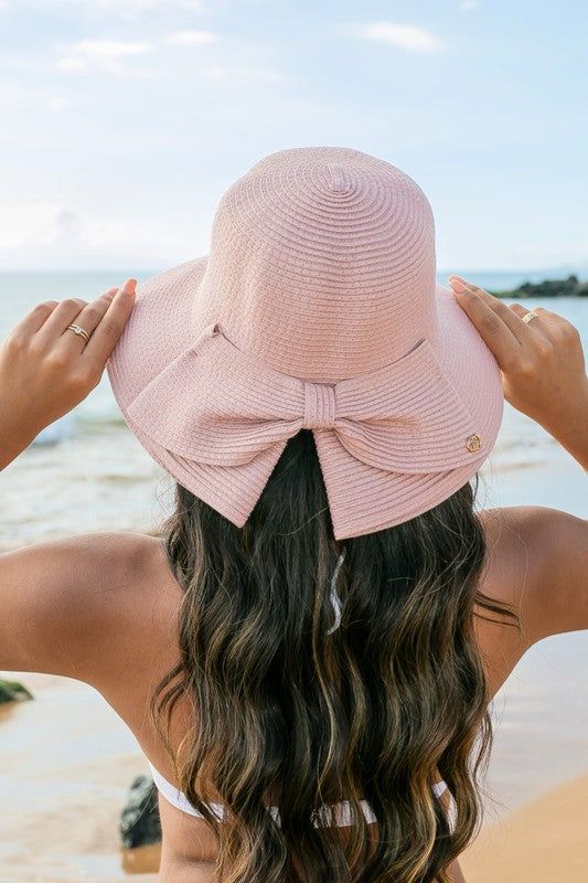 Bow Back Straw Bucket Hat us.meeeshop - 