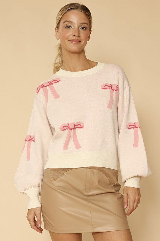 Bow knit sweater us.meeeshop - 