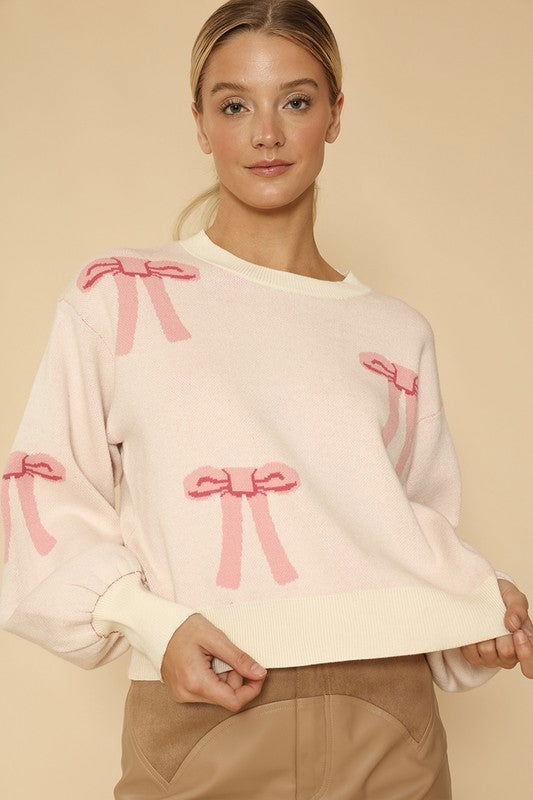 Bow knit sweater us.meeeshop - 