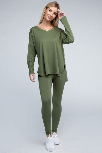 Zenana Brushed DTY Microfiber Loungewear Set - us.meeeshop