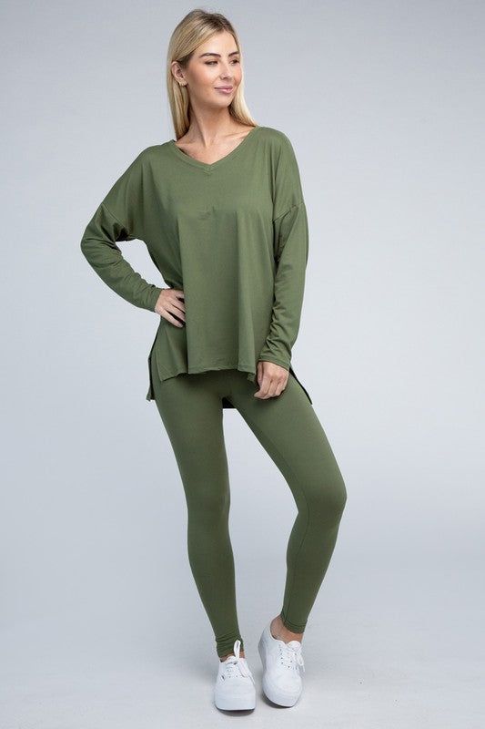 Zenana Brushed DTY Microfiber Loungewear Set - us.meeeshop