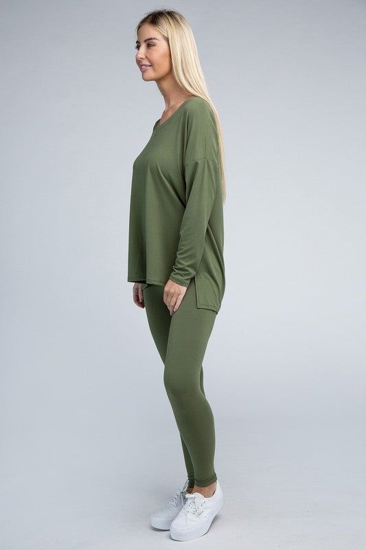 Zenana Brushed DTY Microfiber Loungewear Set - us.meeeshop