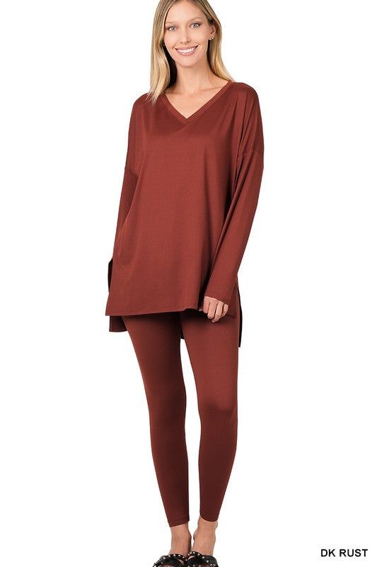 Zenana Brushed DTY Microfiber Loungewear Set - us.meeeshop