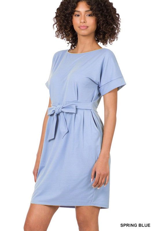 Zenana Brushed Dty Tie-Belt Dress - us.meeeshop