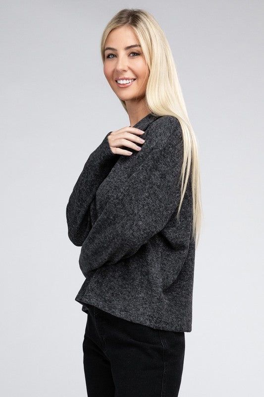 Women's Brushed Melange Hacci Collared Sweater - us.meeeshop