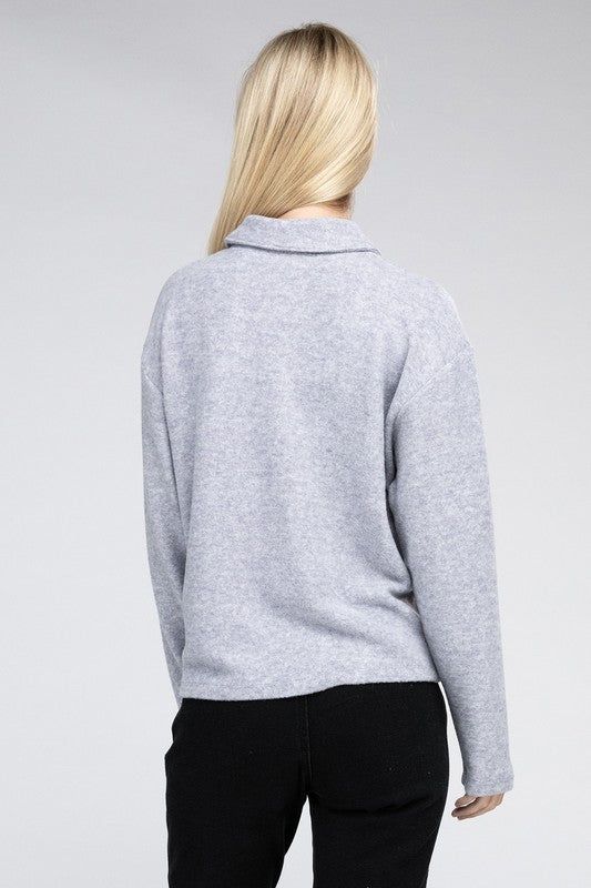 Women's Brushed Melange Hacci Collared Sweater - us.meeeshop