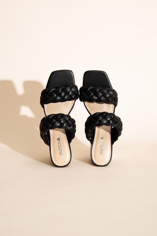 Buggy-S Braided Strap Mule Heels - us.meeeshop