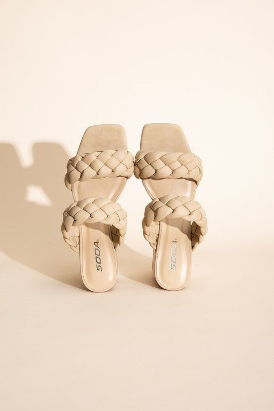 Buggy-S Braided Strap Mule Heels - us.meeeshop