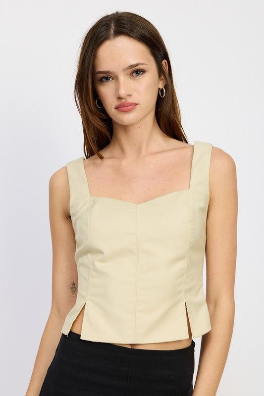 Bustier Top With Slit Detail us.meeeshop - Shirts & Tops