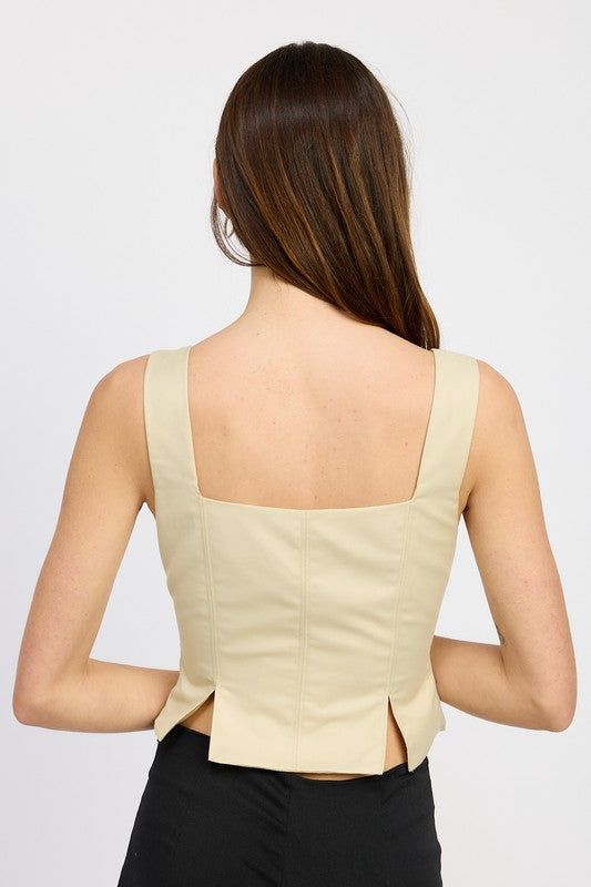 Bustier Top With Slit Detail us.meeeshop - 