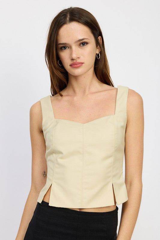 Bustier Top With Slit Detail - us.meeeshop