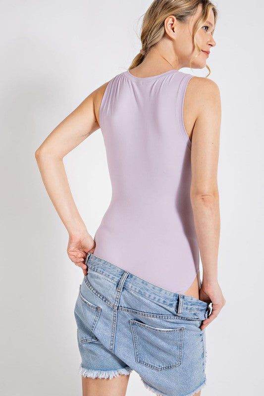 Butter V Neck Sleeveless Bodysuit - us.meeeshop