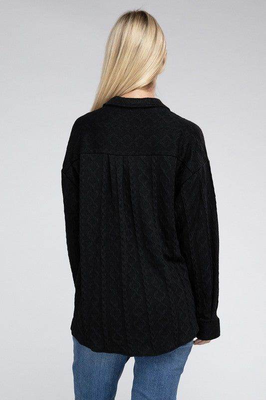 Button Front Knit Shacket - us.meeeshop