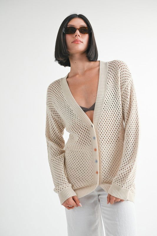 Button Up Crochet Cardigan us.meeeshop - 