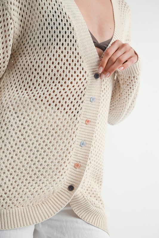 Button Up Crochet Cardigan us.meeeshop - 