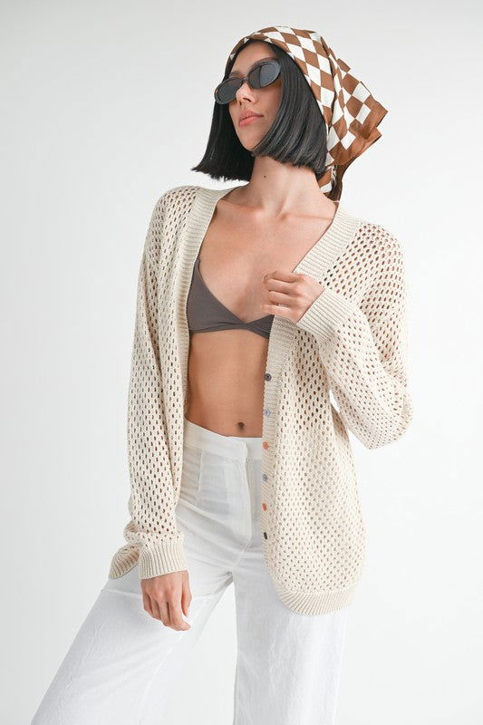 Button Up Crochet Cardigan us.meeeshop - 