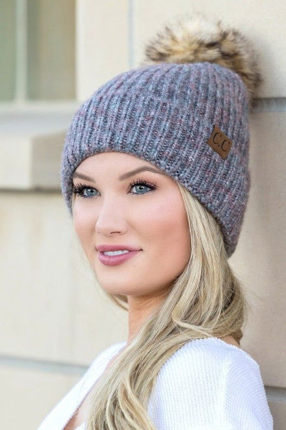 CC Cozy Marled Pom Beanie us.meeeshop - 